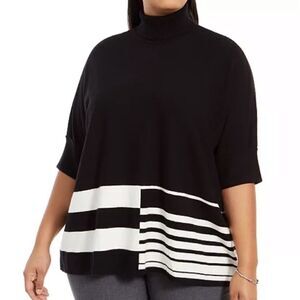 Alfani Plus Colorblocked Turtleneck Poncho women’s size 2X